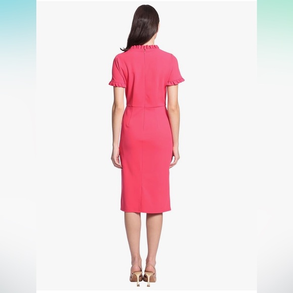 Maggy London Taren NEW Elegant Pink Ruffle Sleeve Dress Red Rose Women’s Size 6 - Picture 3 of 3